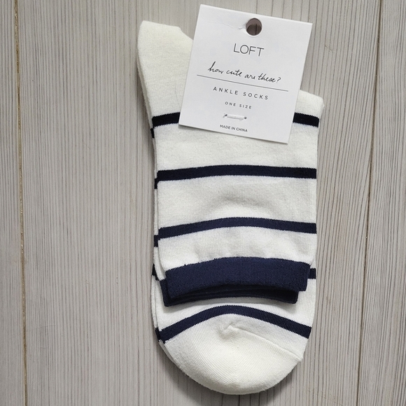 Loft Blue Striped Ankle Socks - Picture 3 of 3